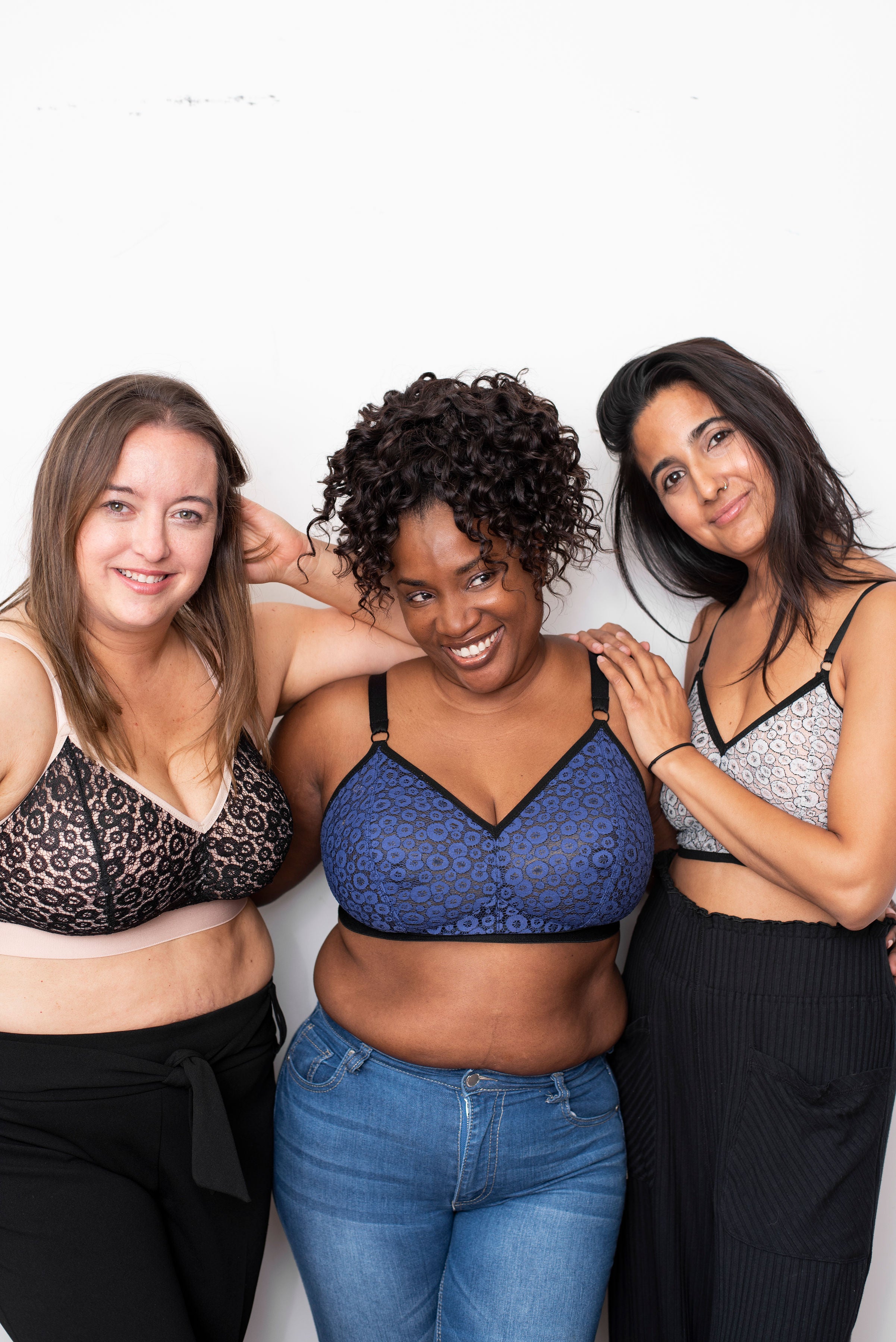 Rubies Custom Bras: Breast Cancer Mastectomy Bras in Lace Fabric worn by three models