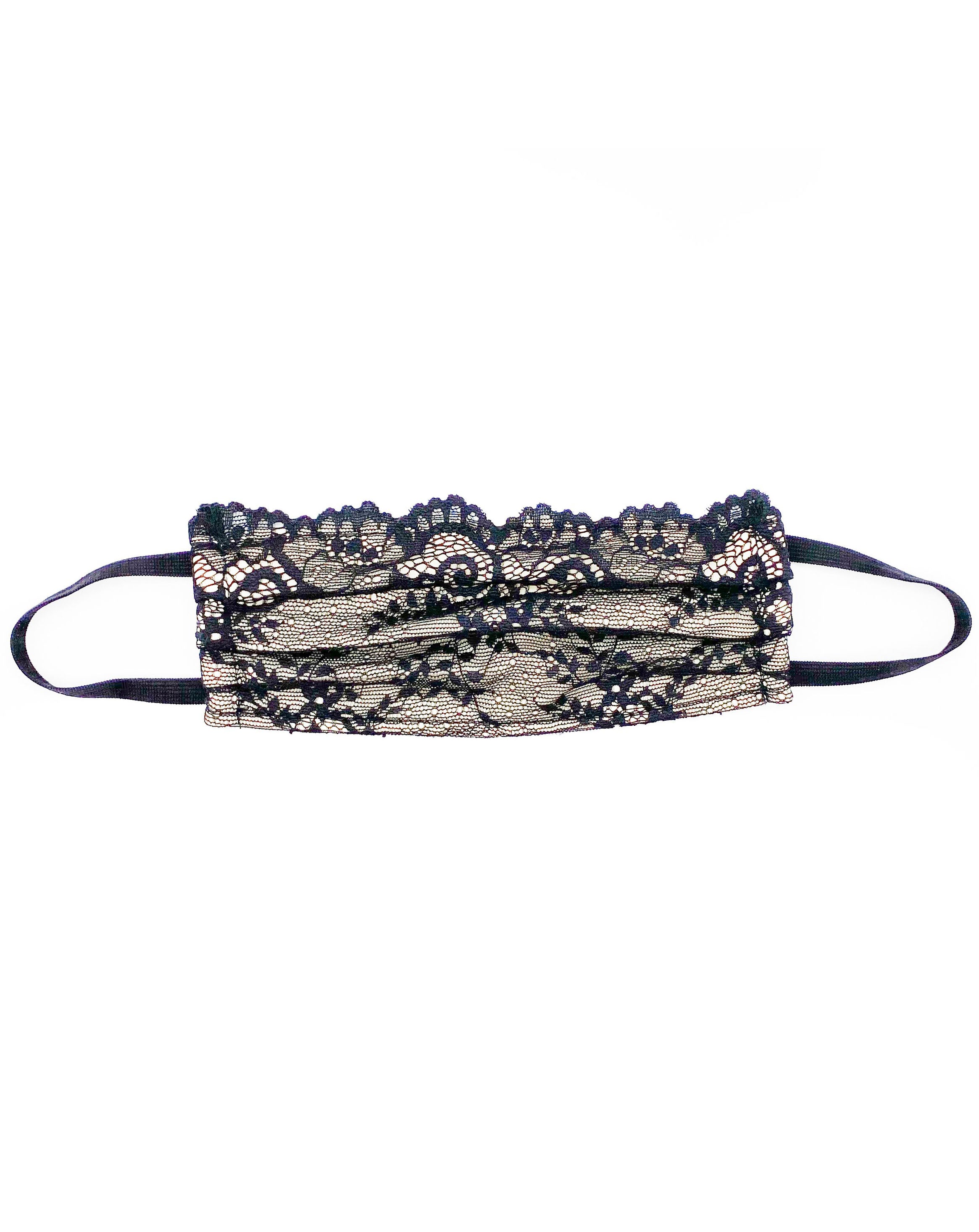 Black lace mask product shot.