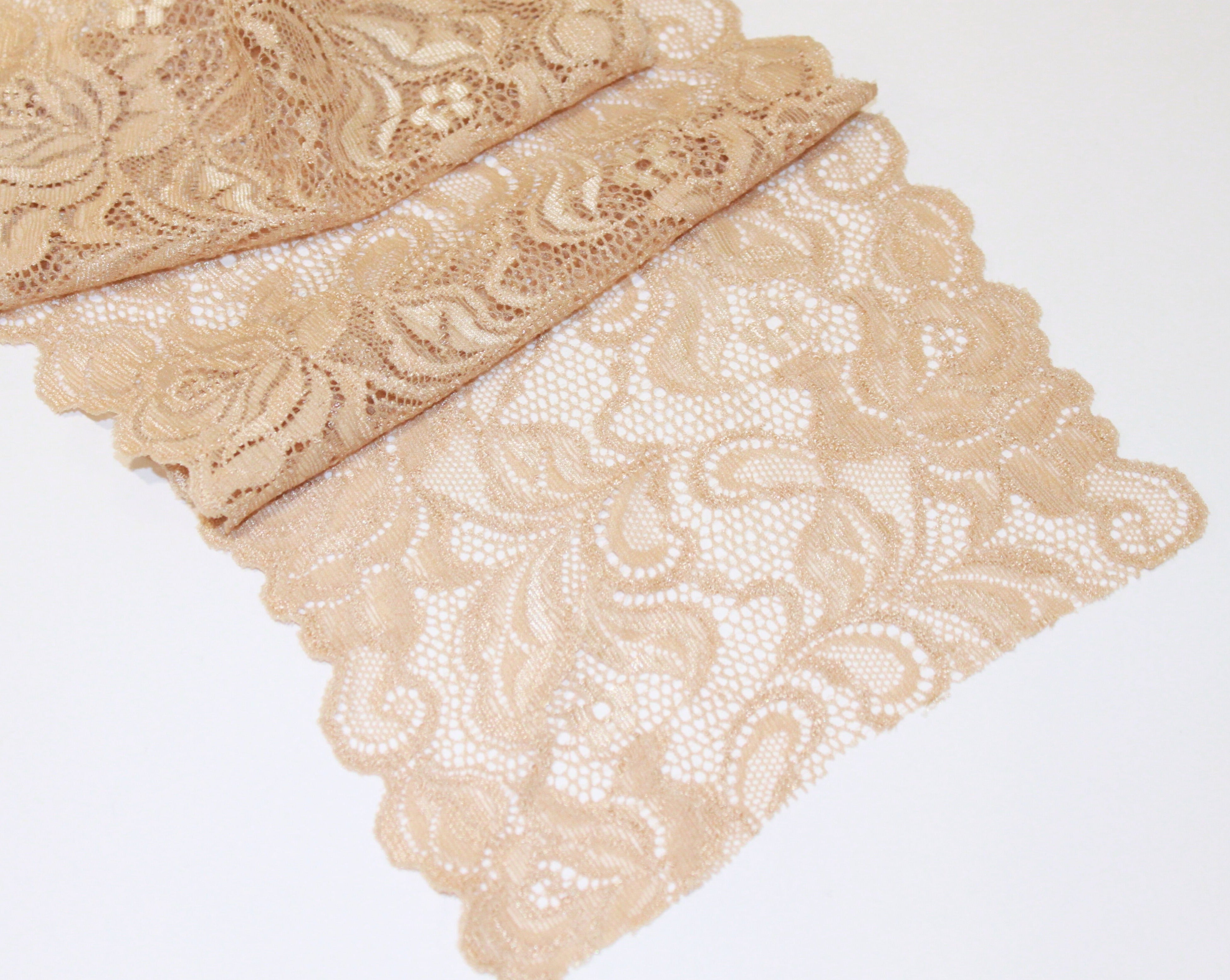 Fancy Stretch Nylon Spandex Scalloped Lace Trim for Lingerie